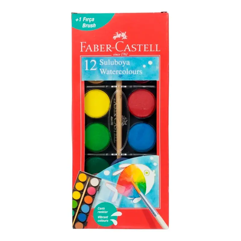 Faber-Castell Karton Kutu Büyük Boy Suluboya 12 Renk