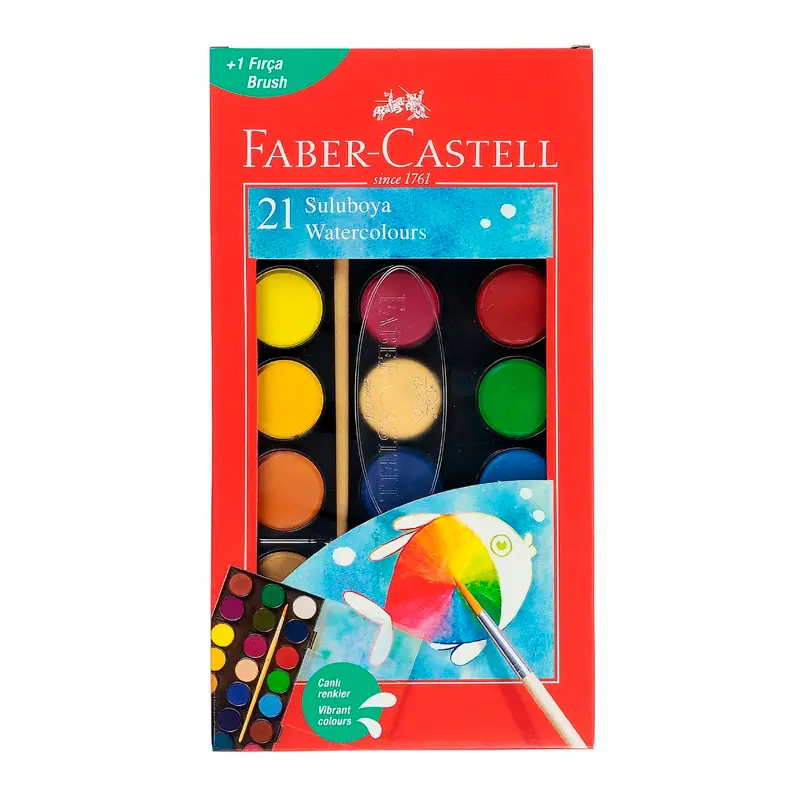 Faber-Castell Karton Kutu Büyük Boy Suluboya 21 Renk