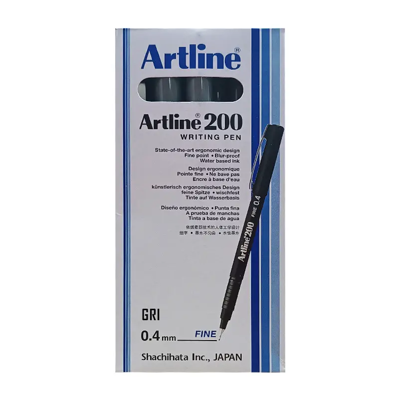 Artline 200N Fine Keçe Uçlu Yazı Kalemi 0.4 mm Gri 12 Li Kutu
