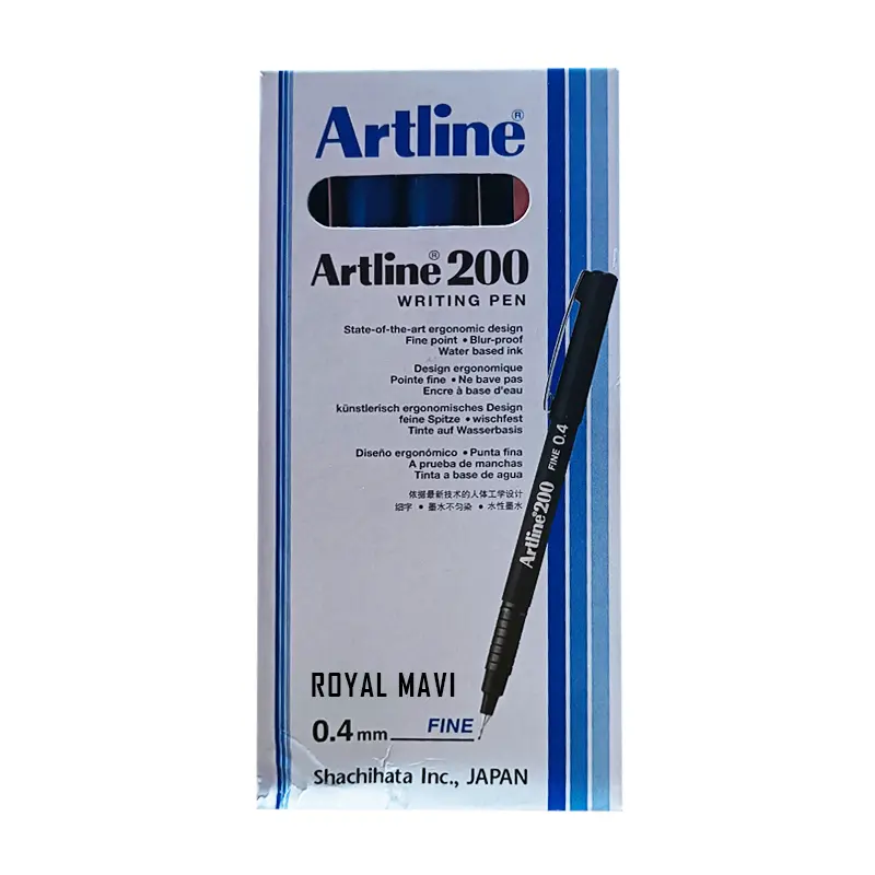 Artline 200N Fine Keçe Uçlu Yazı Kalemi 0.4 mm Royal Mavi 12 Li Kutu
