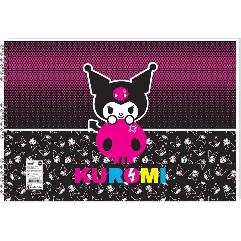 Kuromi Spiralli Karton Kapak Resim Defteri 25x35cm 15 Yaprak x 24 Lü Paket
