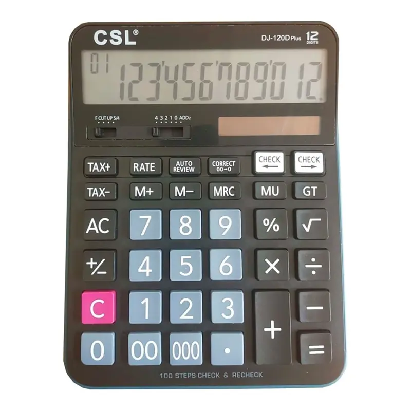 CSL DJ-120-D PLUS Büyük Boy 100 İşlem Masaüstü Hesap Makinesi 12 Hane