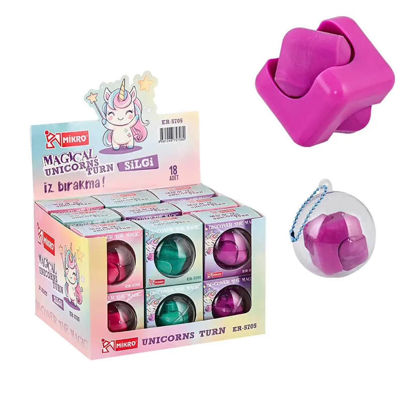 Mikro ER5705 Magical Unicorns Turn Silgi Kız x 18 Li Stand