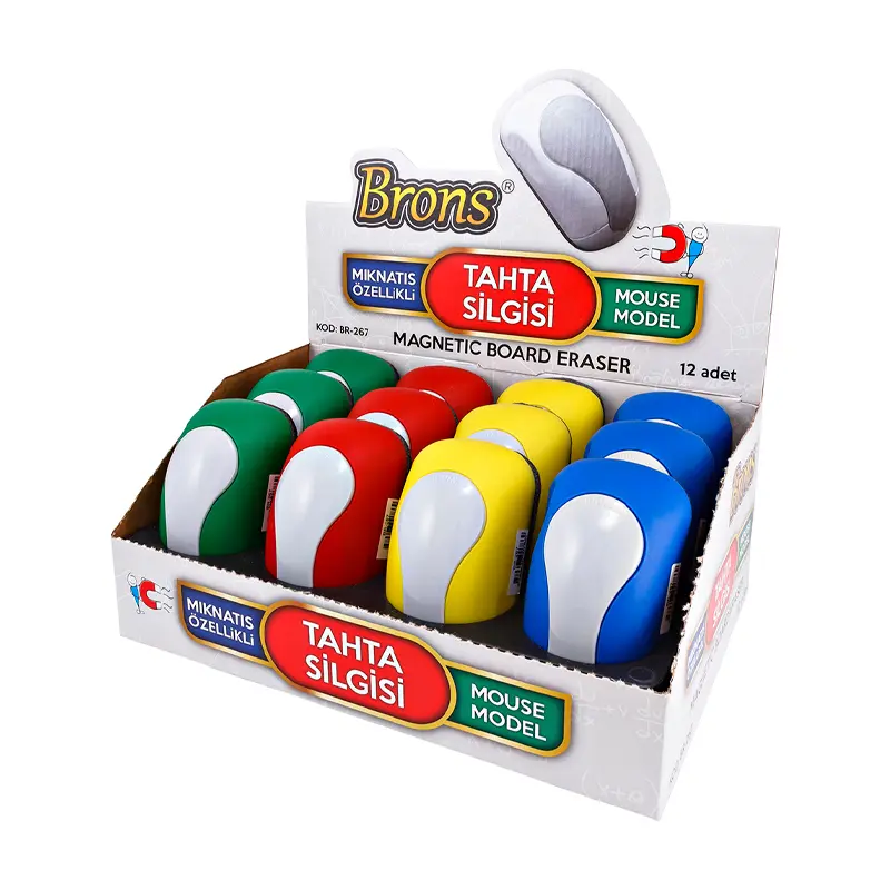 Brons Mouse Tip Mıknatıslı Tahta Silgisi 105mm x 60mm 12 Li Kutu