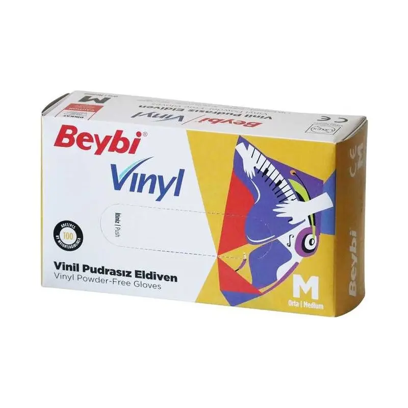 Beybi Vinyl Pudrasız Beyaz Eldiven Medium Boy 100 Lü Kutu