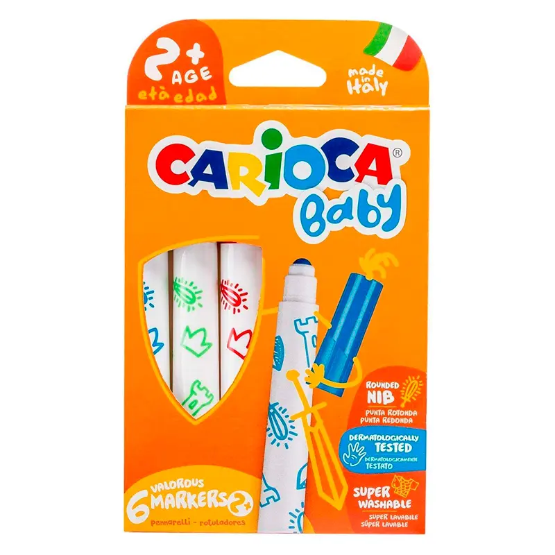 Carioca Baby Jumbo Süper Yıkanabilir Keçeli Boya Kalemi 6 Renk