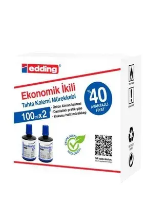 Edding Ekonomik İkili Tahta Kalemi Mürekkebi 100ml x 2 Li Mavi