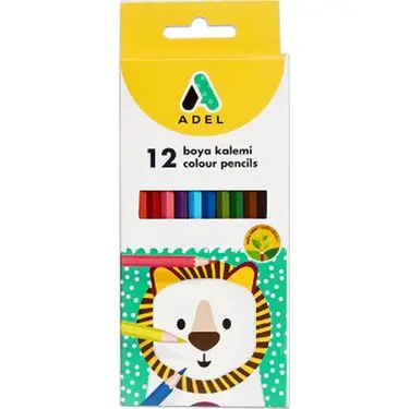 Adel Colour Pencils Kuru Boya Kalemi Tam Boy 12 Renk