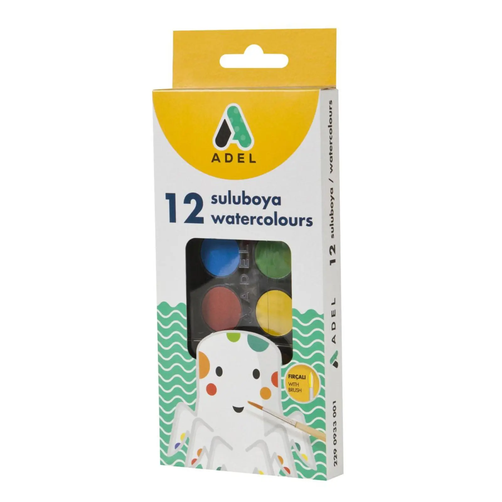 Adel 2290932001 Karton Kutu Büyük Boy Suluboya 30mm 12 Renk