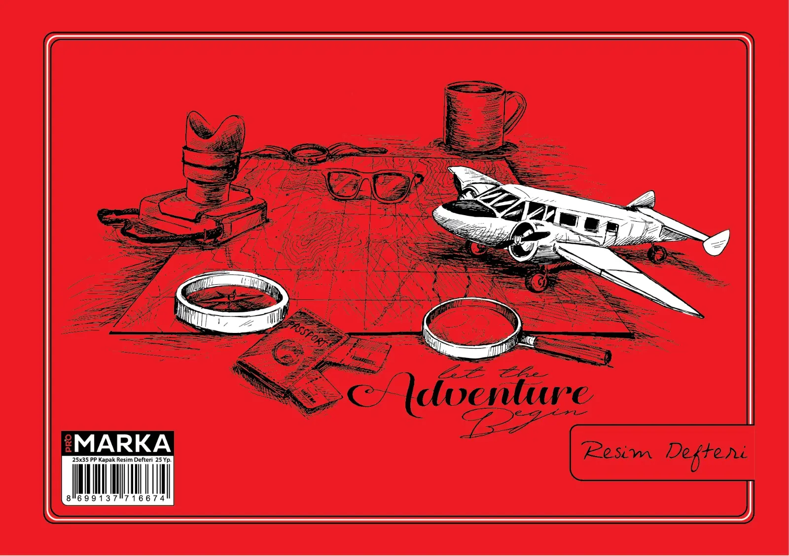 Promarka Plastik Kapak Resim Defteri 25 Yaprak 25x35cm x 12 Li Paket