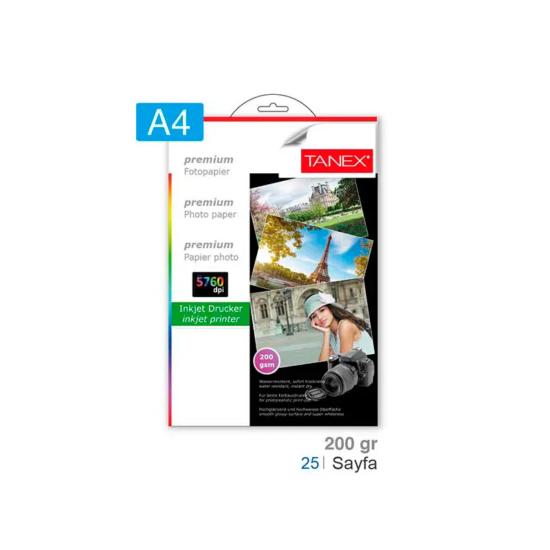 Taneks Fotoğraf Kağıdı 200 Gr. A4 (210mmx297mm) 25 Li Paket