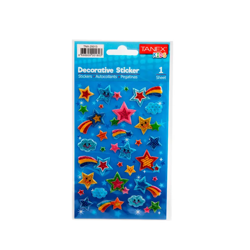 Taneks 25013 Puffy Dekoratif Sticker Kuyruklu Yıldız Serisi x 5 Li Paket