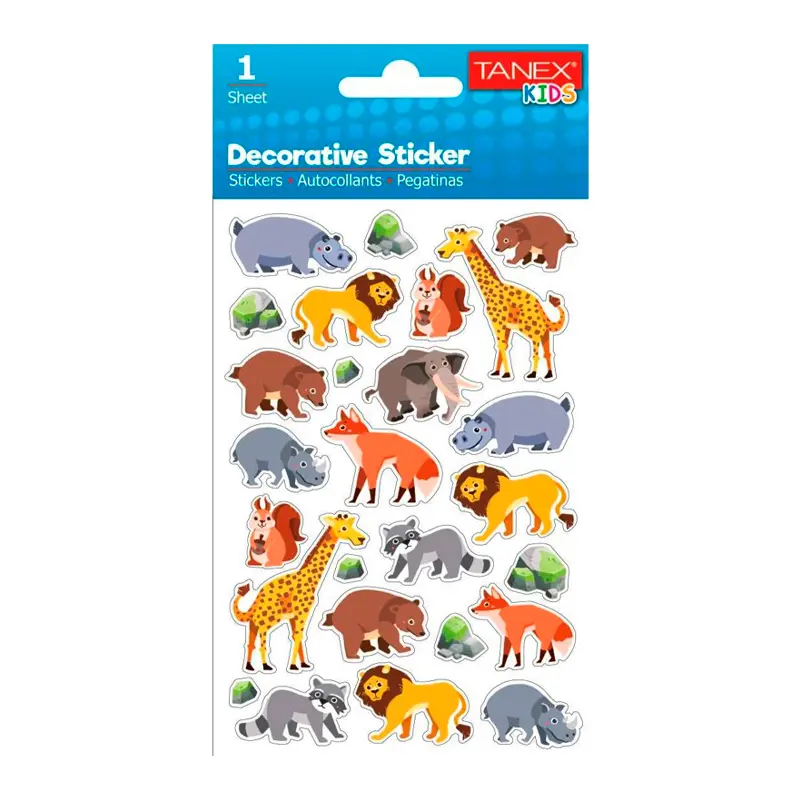 Taneks 25066 Puffy Dekoratif Sticker Orman Hayvanları Serisi x 5 Li Paket