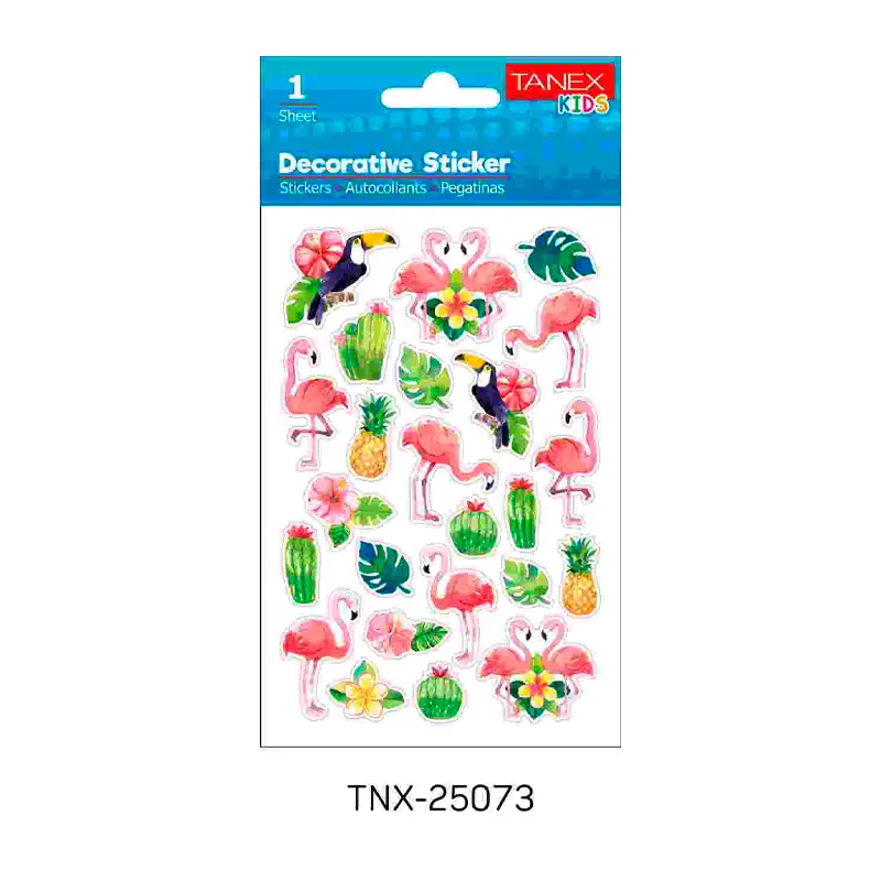 Taneks 25073 Puffy Dekoratif Sticker Flamingo Serisi x 5 Li Paket