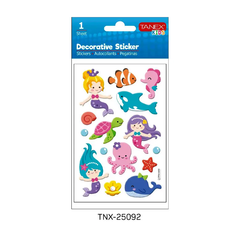 Taneks 25092 Puffy Dekoratif Sticker Deniz Kızı Serisi x 5 Li Paket