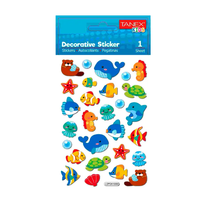 Taneks 25184 Puffy Dekoratif Sticker Okyanus Canlıları Serisi x 5 Li Paket