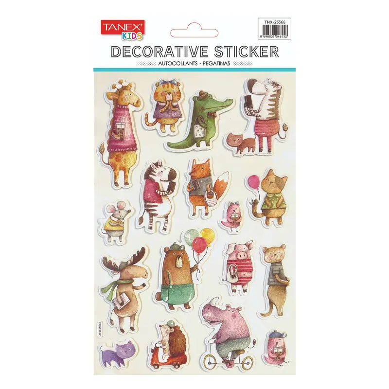 Taneks 25366 Puffy Decorative Sticker Canlılar Serisi x 5 Li Paket