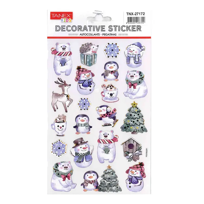 Taneks 27172 Puffy Dekoratif Sticker Yılbaşı Hayvanları Serisi x 5 Li Paket