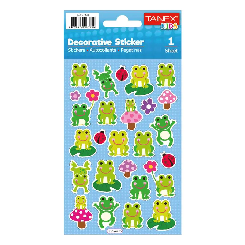 Taneks 27203 Puffy Dekoratif Sticker Kurbağalar Serisi x 5 Li Paket