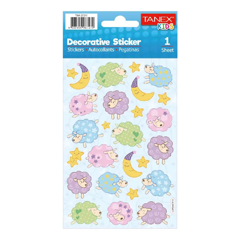 Taneks 27211 Puffy Dekoratif Sticker Uykucu Koyunlar Serisi x 5 Li Paket