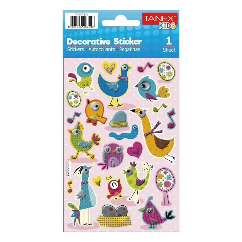 Taneks 27213 Puffy Dekoratif Sticker Şapşik Kuşlar Serisi x 5 Li Paket