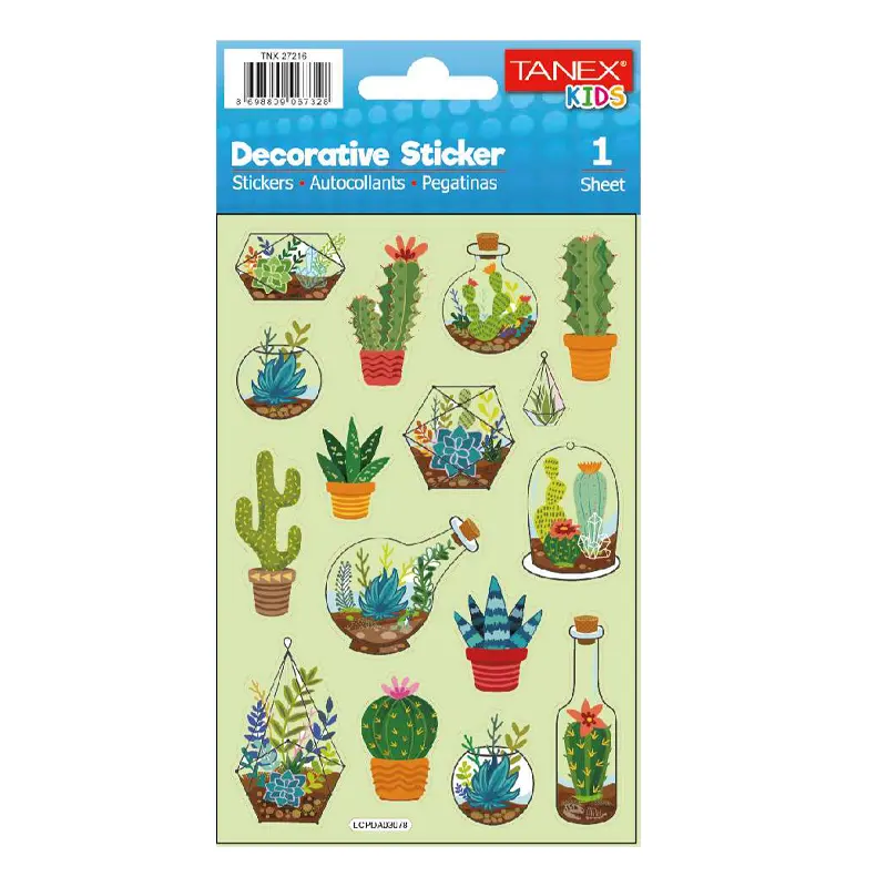 Taneks 27216 Puffy Dekoratif Sticker Kaktüs Serisi x 5 Li Paket