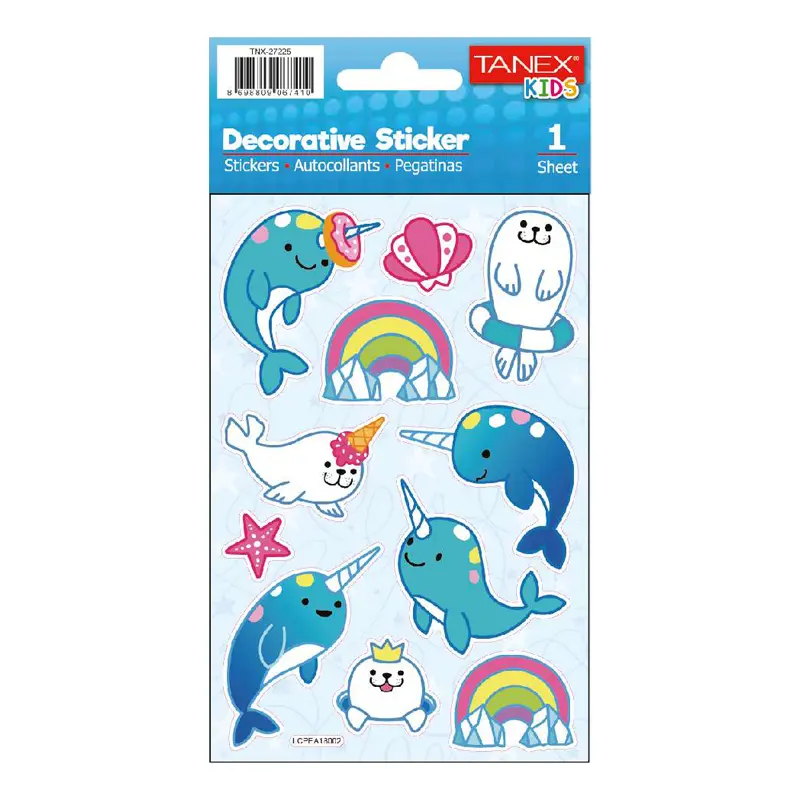Taneks 27225 Puffy Dekoratif Sticker Sevimli Foklar Serisi x 5 Li Paket