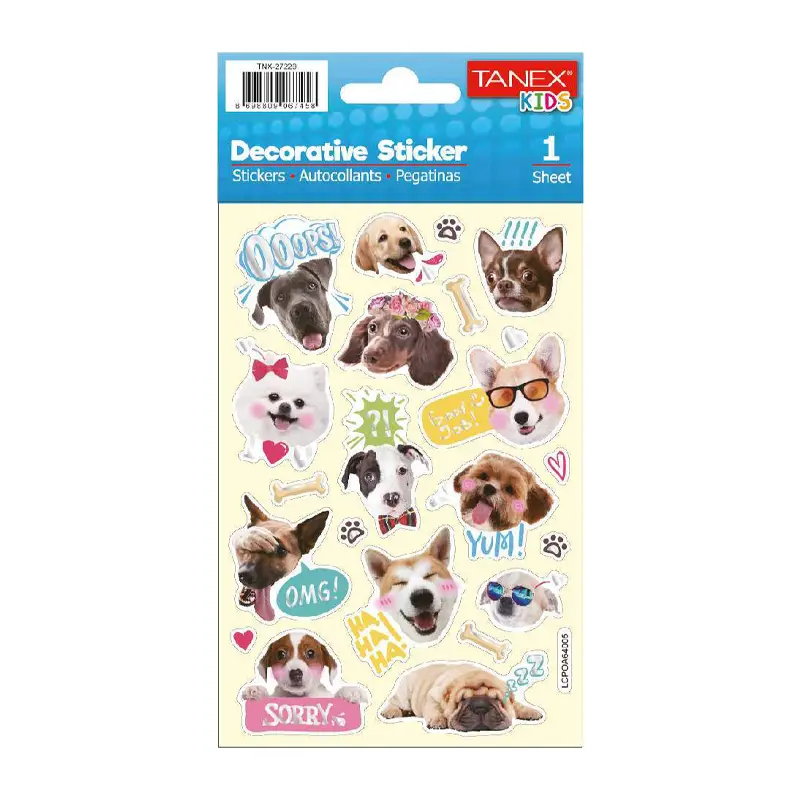 Taneks 27229 Puffy Dekoratif Sticker Instagram Köpekleri Serisi x 5 Li Paket
