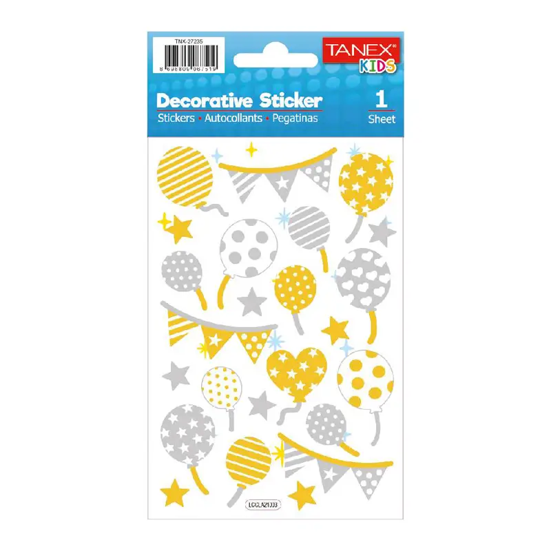 Taneks 27235 Puffy Dekoratif Sticker Parti Serisi x 5 Li Paket