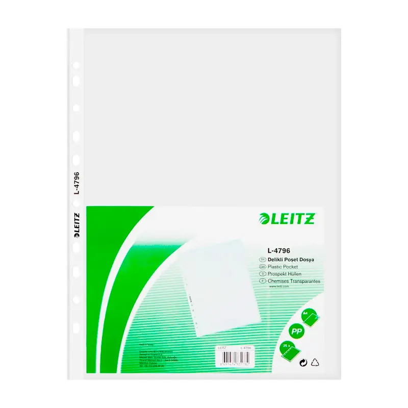 Leitz L-4796 Poşet Dosya A4 11 Delikli x 25 Li Paket