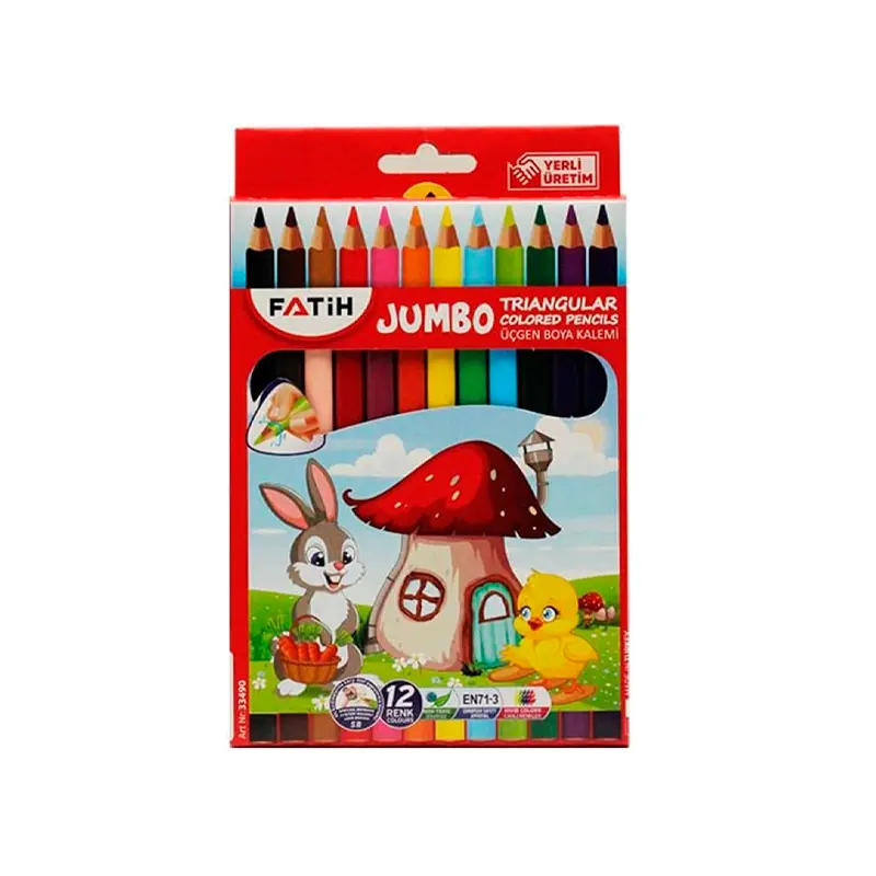 Fatih Jumbo Üçgen Triangular Kuru Boya Kalemi 12 Renk