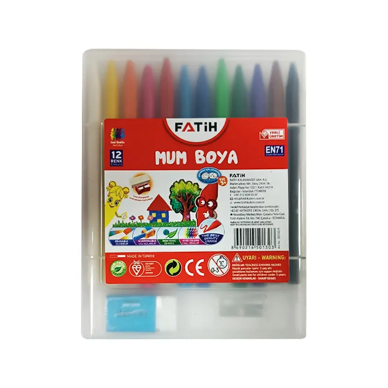 Fatih Polymer Crayon Uzun Mum Boya 12 Renk
