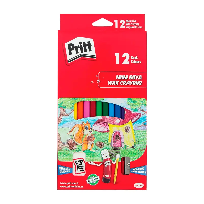 Pritt Wax Crayons Silinebilir Mum Boya 12 Renk