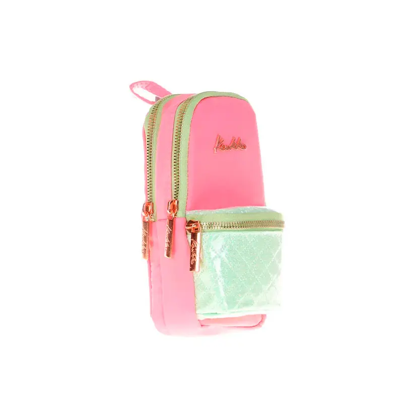Kaukko K2466 Bright Junior Bag Kalem Çantası Kapitone Rose