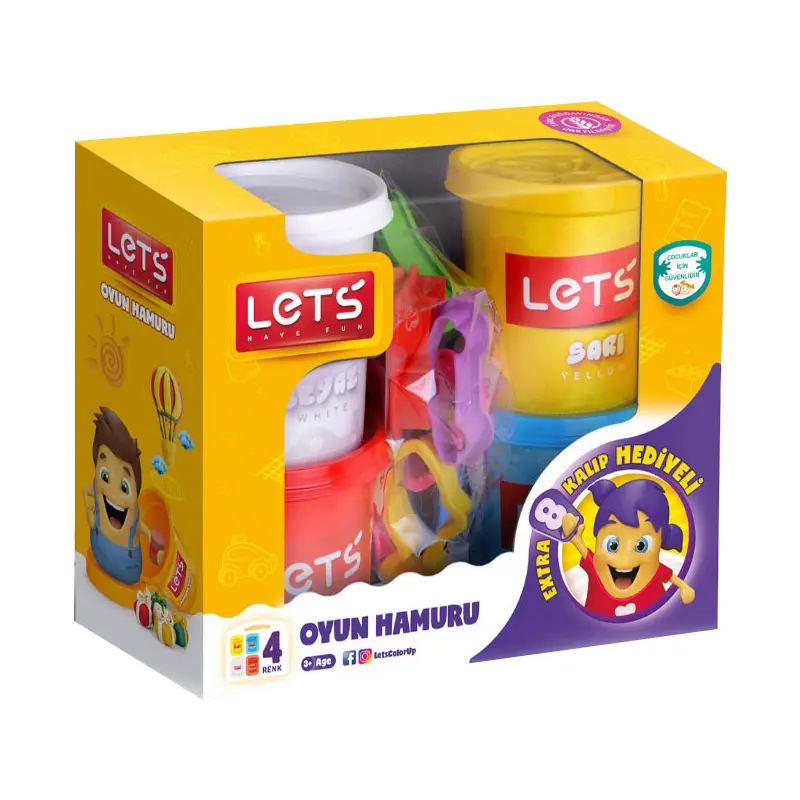 Fima Lets L8344 Oyun Hamuru 4 Renk + 8 Hamur Kalıbı