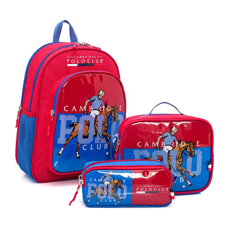 Cambridge Polo Club 2114 Riders Edition 3 Lü İlkokul Erkek Çanta Seti Saks Mavi