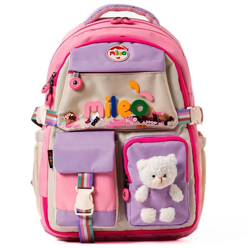 Mas 2802 Mileo Teddy Kore Tarzı Okul Çantası Lila - Pembe