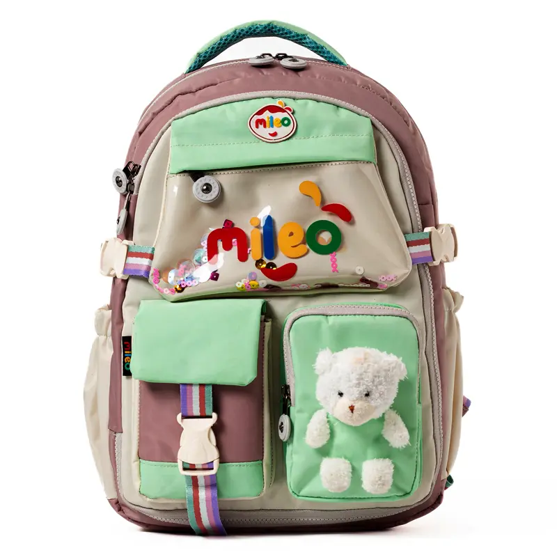 Mas 2802 Mileo Teddy Kore Tarzı Okul Çantası Pudra