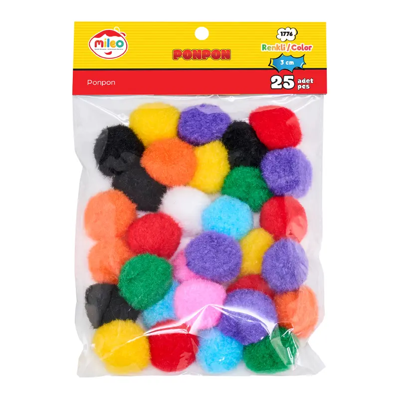 Mas 1776 Mileo Standart Renkler Pon Pon 3cm 25 Li x 12 Li Paket