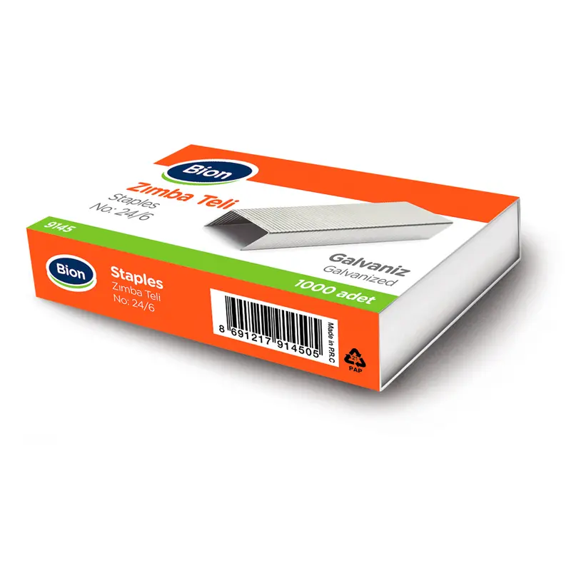 Mas 9145 Bion Galvanizli Zımba Teli No:24/6 Metalik 1000 Li Kutu x 20 Li Paket