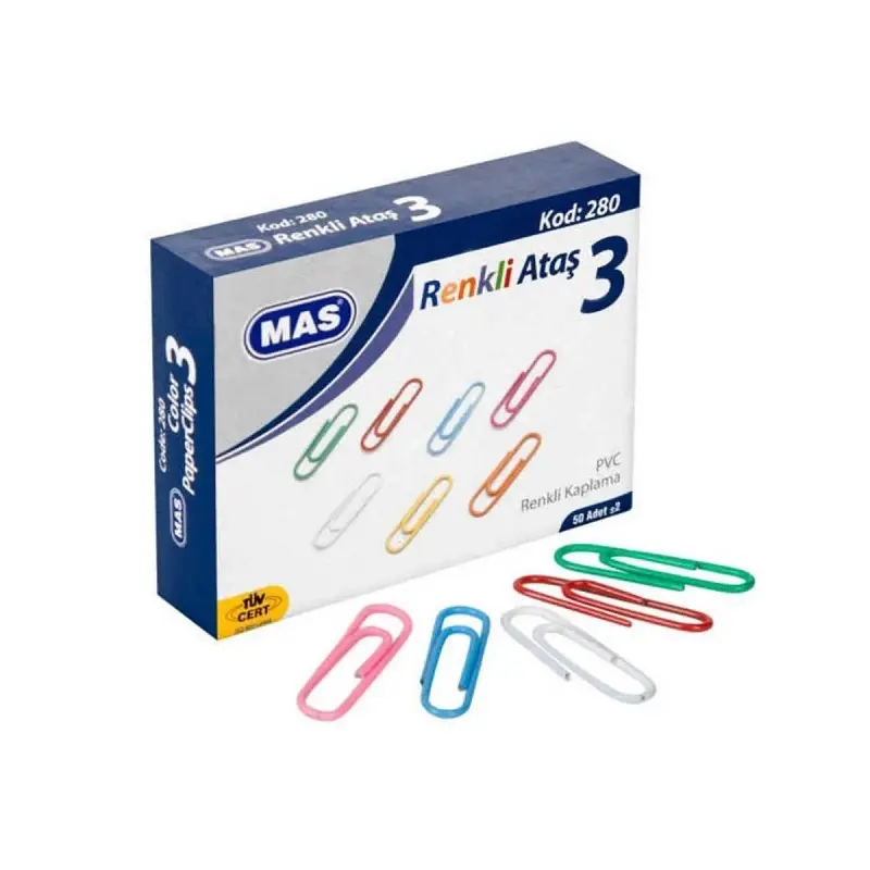 Mas 280 Pvc Kaplı Renkli Ataş 28 mm 50 Li Kutu
