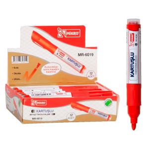 Mikro MR-6019 Kartuşlu Beyaz Tahta Kalemi Kırmızı 12 Li Kutu