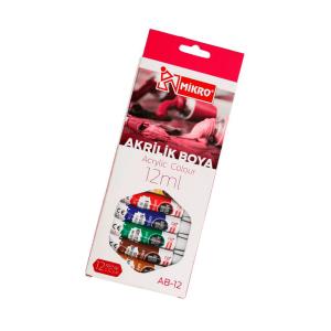 Mikro AB-12 Su Bazlı Akrilik Boya 12 ML x 12 Tüp