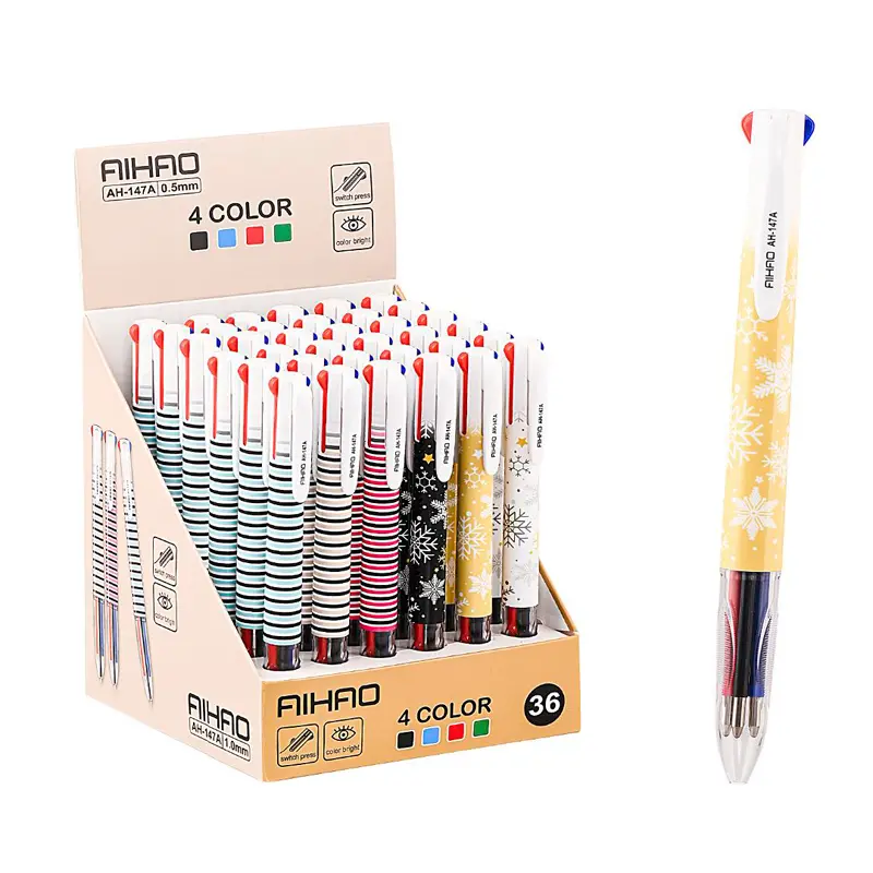 Mikro AH-147A Aihao Tükenmez Kalem 4 Renk 1.0mm 36 Lı Stand