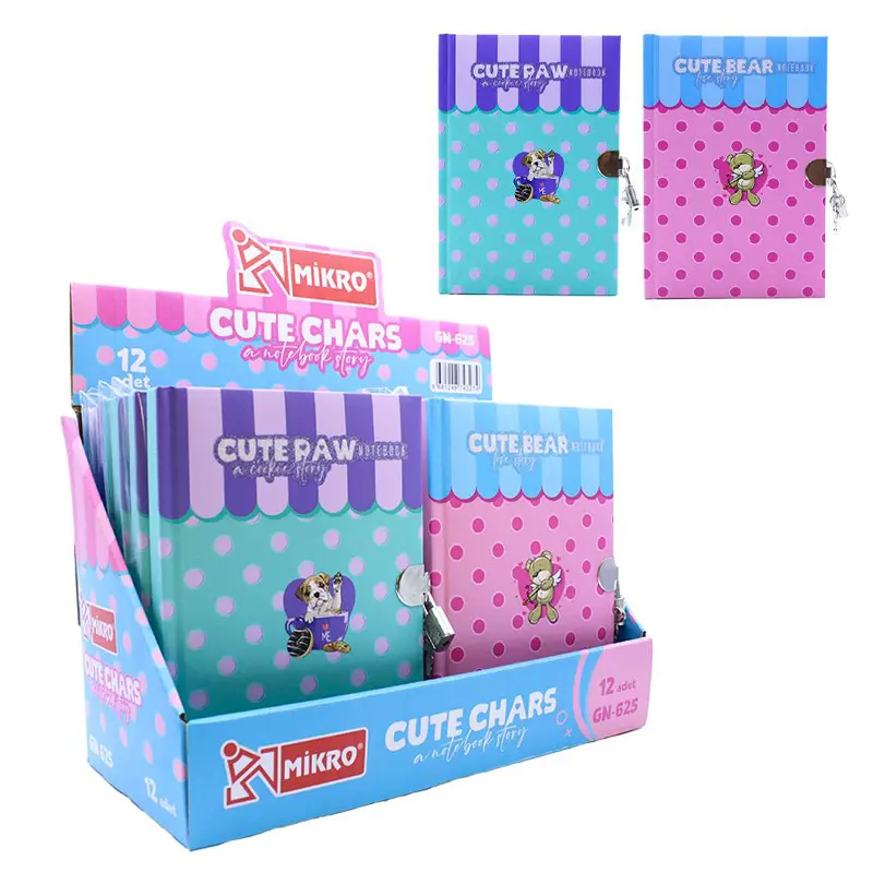 Mikro GN-625 Cute Kittys Hatıra Defteri (Günlük) Kilitli 13x19cm
