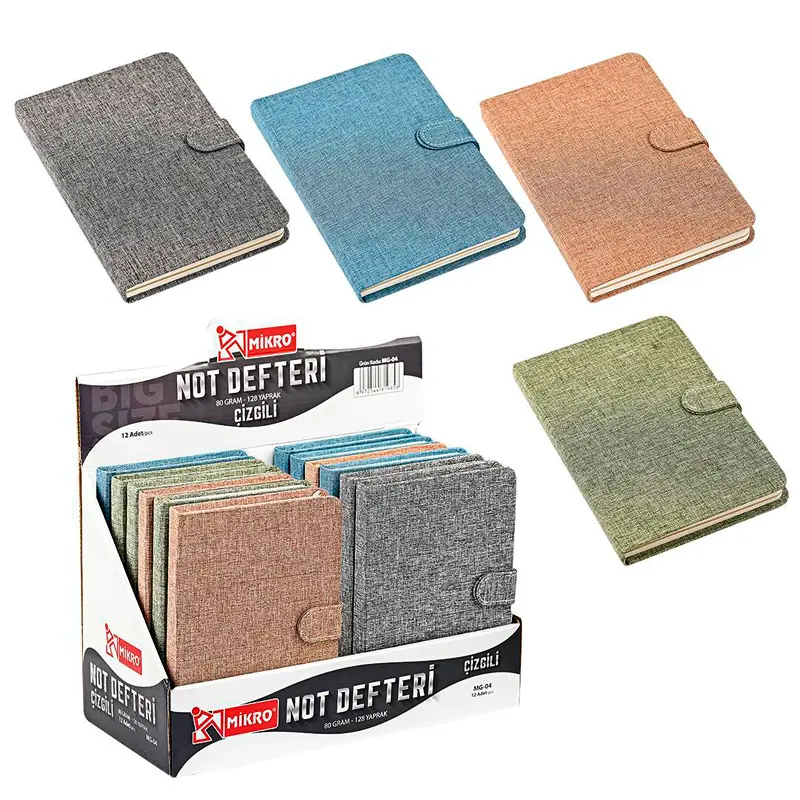 Mikro MG-04 Kumaş Desenli Not Defteri 13x19cm 80 Gr. 128 Yaprak Çizgili