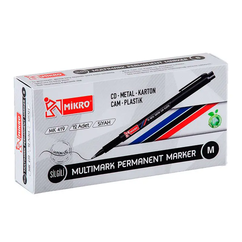 Mikro MK-419 Multimark Permanent Marker Cd Kalemi (M) Siyah 12 Li Kutu