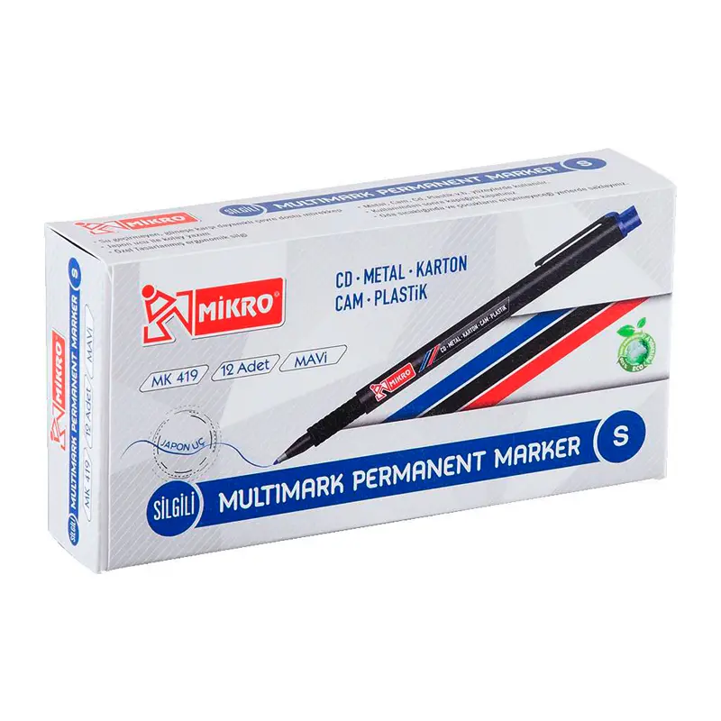 Mikro MK-419 Multimark Permanent Marker Cd Kalemi (S) Mavi 12 Li Kutu