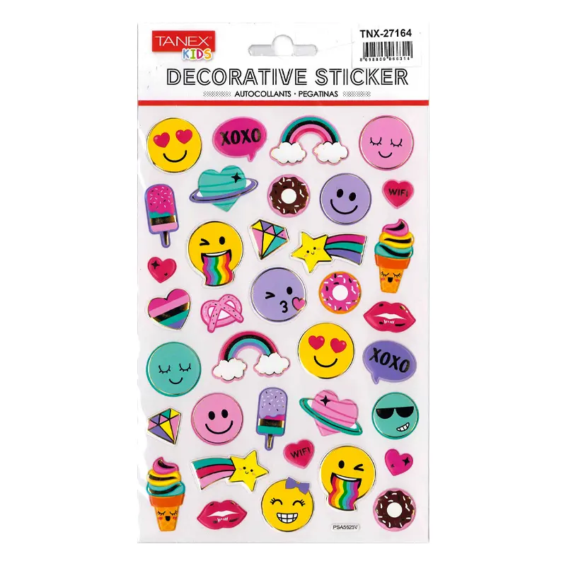 Taneks 27164 Puffy Dekoratif Sticker Renkli Yüzler Serisi x 5 Li Poşet
