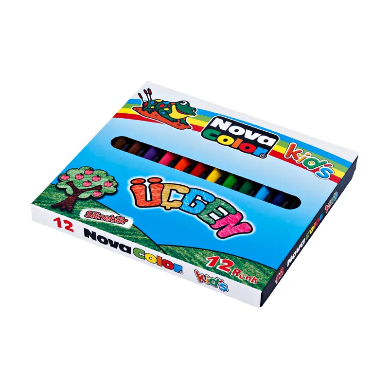 Nova Color Kids Silinebilir Üçgen Mum Boya 12 Renk